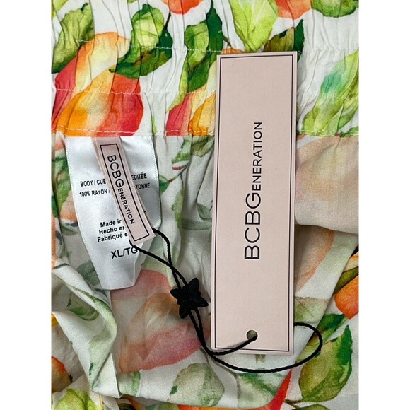 BCBGeneration Shorts High Waist Wrap‎ Layer Tie Elastic Waist XL White Fruit NWT - Picture 4 of 4